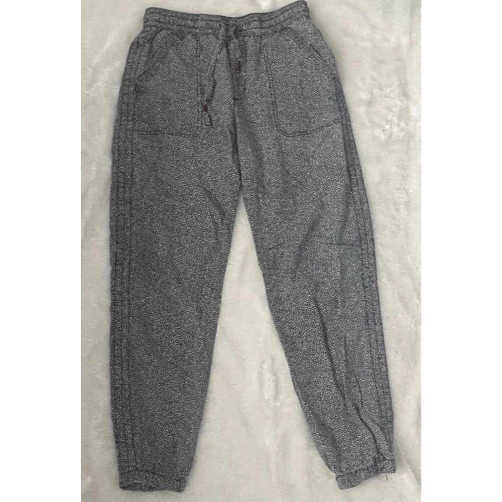 Anthropologie Women Jogger Pants Sz XS Grey White Pebble Print Orana Pockets